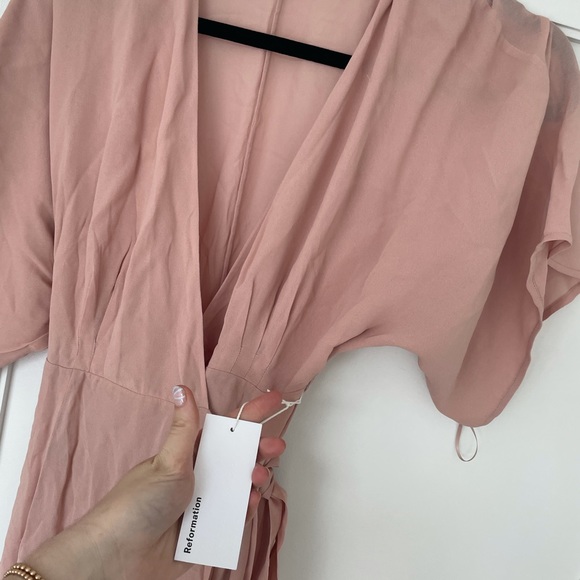 Reformation Winslow Dress Blush Wrap Maxi Bridal - Picture 5 of 13